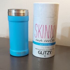 Glitz Neon Blue Can Cooler